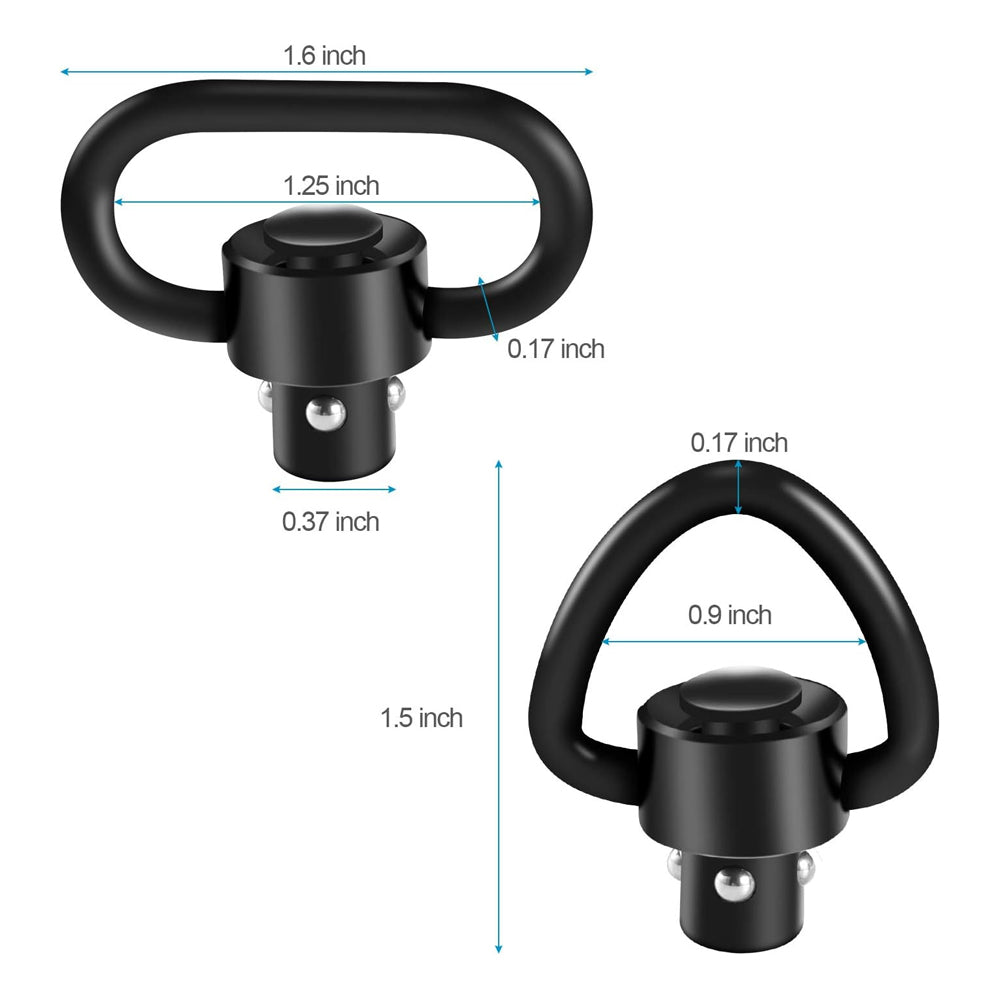 4 Pack QD Sling Swivels, Quick-Disconnect Push Button for Two Point and Traditional Sling Swivel Mount Set