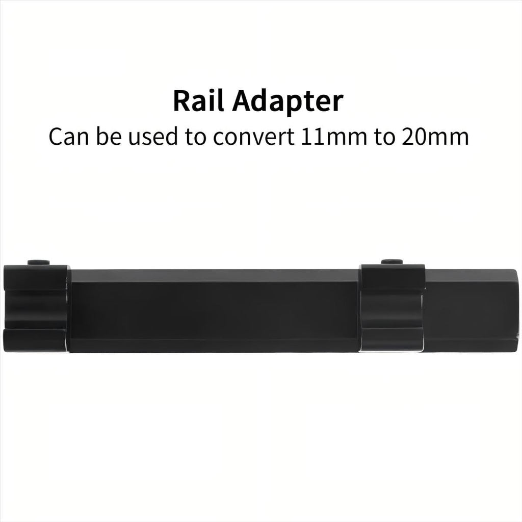 11mm Dovetail to 20mm Picatinny Rail Adapter - 11 Slot Scope Mount Riser for Red Dots & Optics