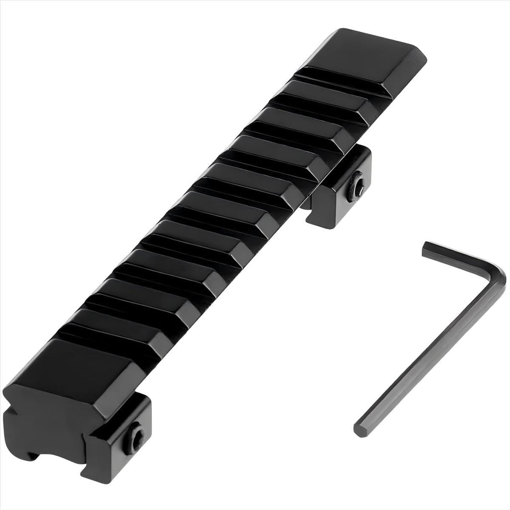 11mm Dovetail to 20mm Picatinny Rail Adapter - 11 Slot Scope Mount Riser for Red Dots & Optics