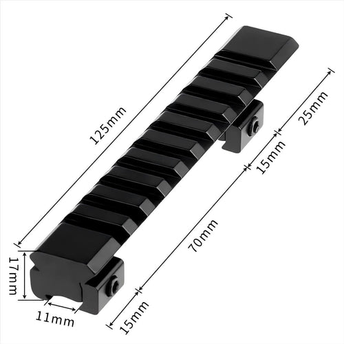 11mm Dovetail to 20mm Picatinny Rail Adapter - 11 Slot Scope Mount Riser for Red Dots & Optics