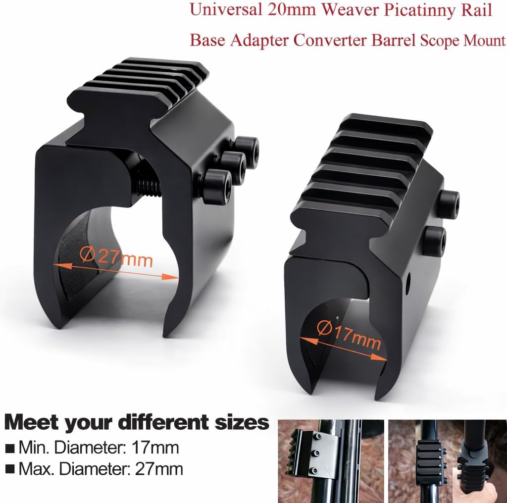 Universal Barrel Scope Mount – 21mm Picatinny Rail Adapter for 0.66"-1.18" Rifle Tubes (Pack of 1 / 2)