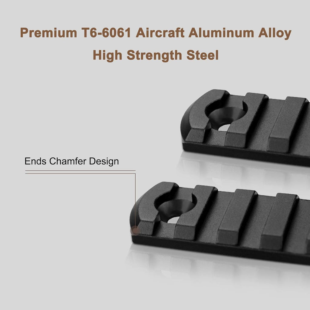 Picatinny Aluminum Rail Set – 3/5/7/9/11/13 Slots with T-Nuts, Screws & Wrench | M-LOK Compatible