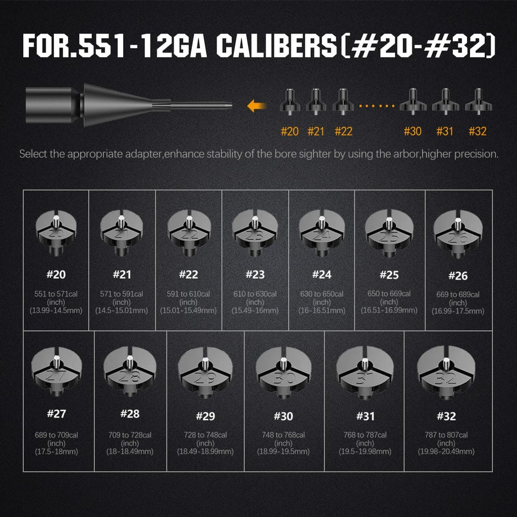 Hunting Optics Bore Sight Kit with 32 Adapters fit 0.17 to 12GA