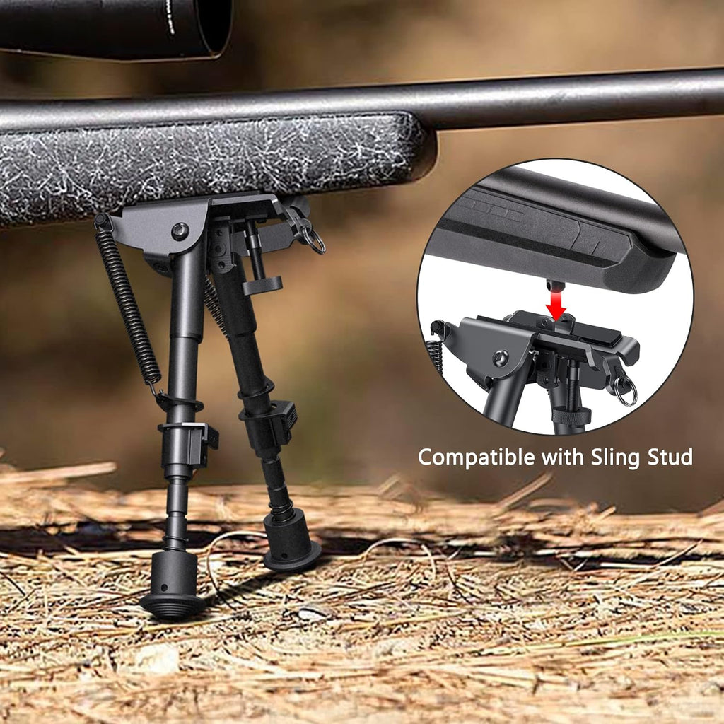 6"-9" Adjustable Rifle Bipod with Spring Return & Picatinny Adapter – Hardened Steel & Aluminum, 5-Position Legs