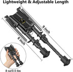 6"-9" Adjustable Rifle Bipod with Spring Return & Picatinny Adapter – Hardened Steel & Aluminum, 5-Position Legs