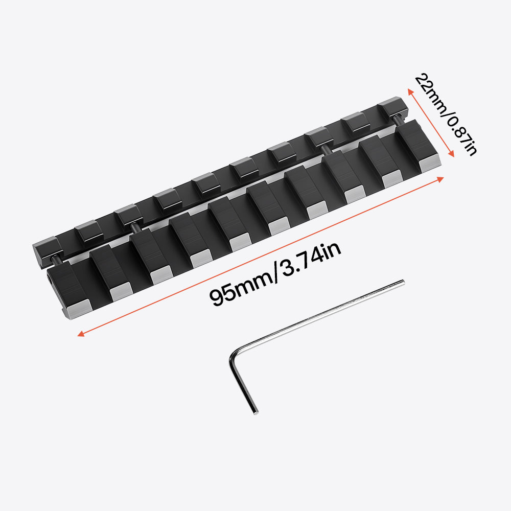 11mm Dovetail to 20mm Picatinny Adapter, Non-Riser Clip, 4/9 Slots Design