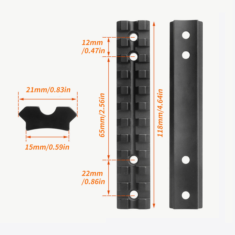 Low Profile Picatinny Rail Mount for 10/22 Scope Mounts 11 Slots for Red Dots Mounting, Optics and Scopes, Magnifiers