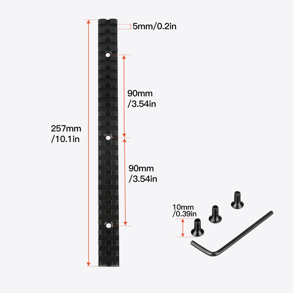 25 Slots and 257mm Length 20mm Mount Picatinny Rail of Aluminum Alloy for Hunting Scope and Flashlight Mount