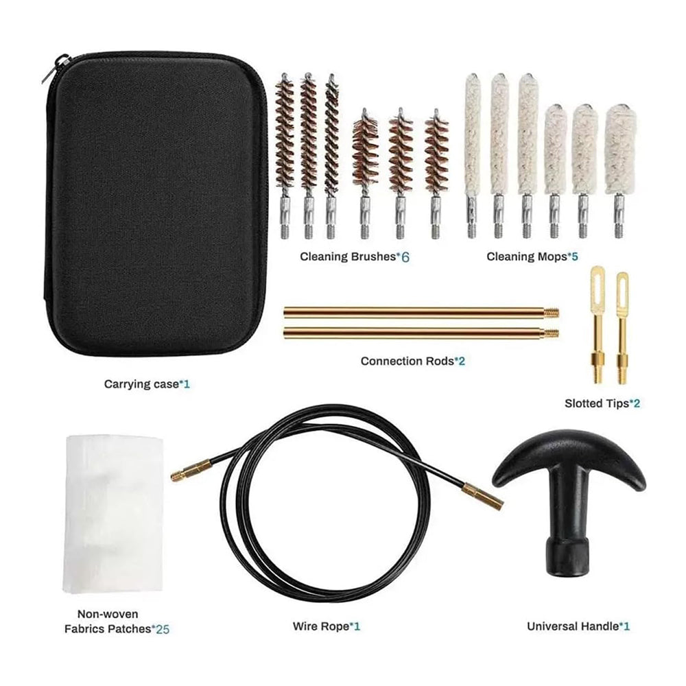 General Pistol Cleaning Kit, 22cal Air Tube Cleaning Kit, 22, 357, 38, 9mm, 40, 45 Caliber Pistol Cleaning Kits, Equipped with Brass Serrated Adapter and Nylon Flexible Cable, Packed in A Storage Box