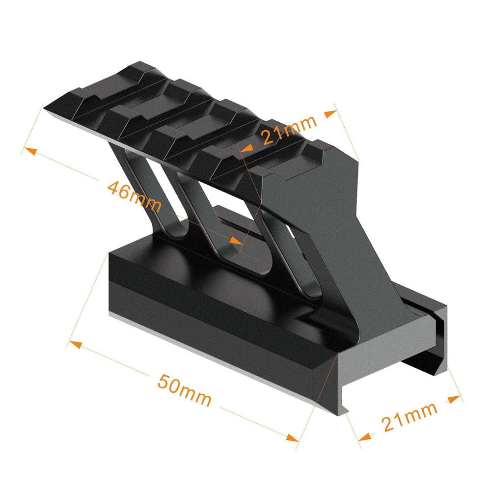 4 Slot Picatinny Riser Mount 1" inch High Profile 45 Degree Angled Forward Extending for Micro Reflex Sight Red Dot Scope