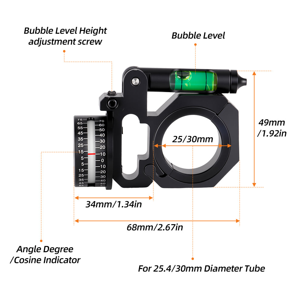 High Accuracy Angle Cosine Indicator Kit and Bubble Level Fit 1 inch 30mm Tube Rifle Scope Mounts Light Weight Made of Aluminum