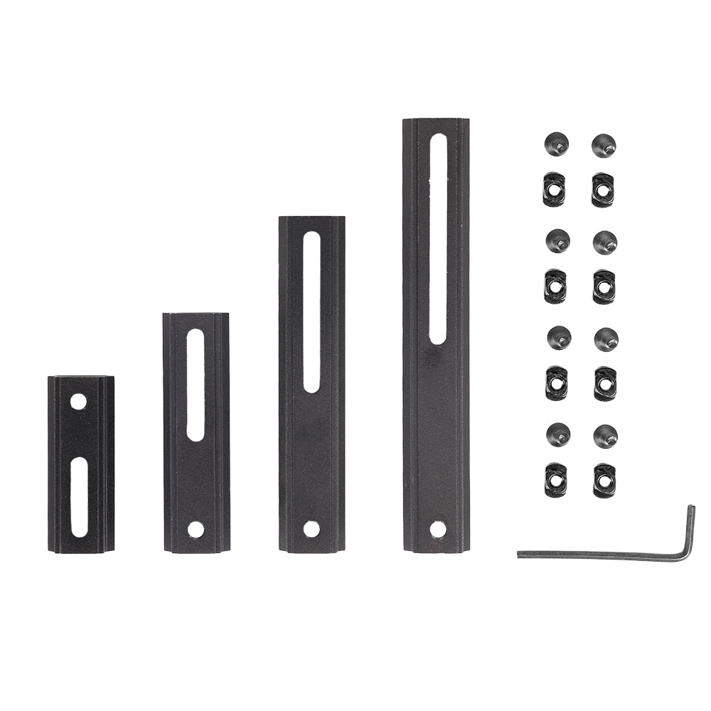 Picatinny Aluminum Accessory Rail Set 5 7 10 13 Slot Adjustable Pitch Slotted Rail with 8 T-Nuts & Screws 8 Wrench for Mlok Compatible