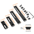 Picatinny Aluminum Accessory Rail Set 5 7 10 13 Slot Adjustable Pitch Slotted Rail with 8 T-Nuts & Screws 8 Wrench for Mlok Compatible