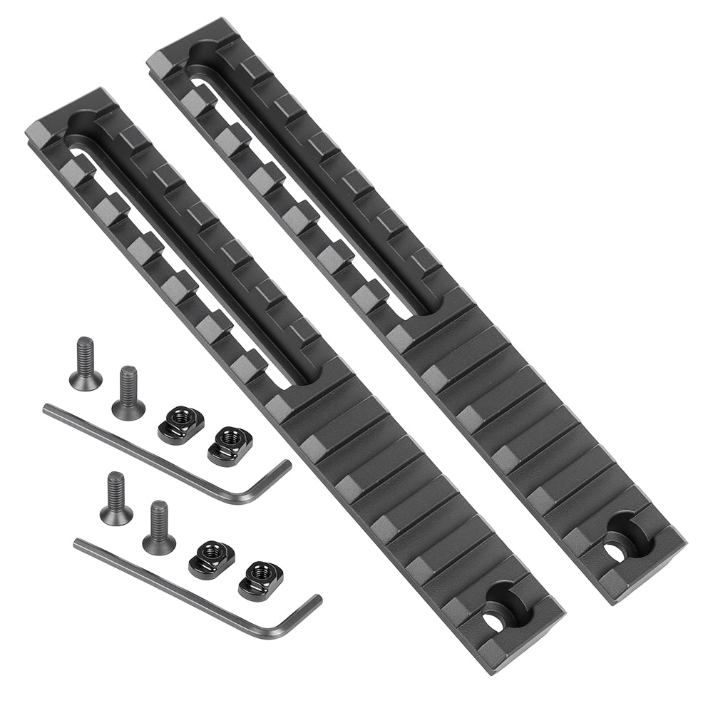 5.31 Inch Long 13 Slot Aluminum Adjustable Pitch Slotted Made Picatinny Rail with 2 T-Nuts & Screws 2 Wrench for Mlok Compatible (2-Pack)