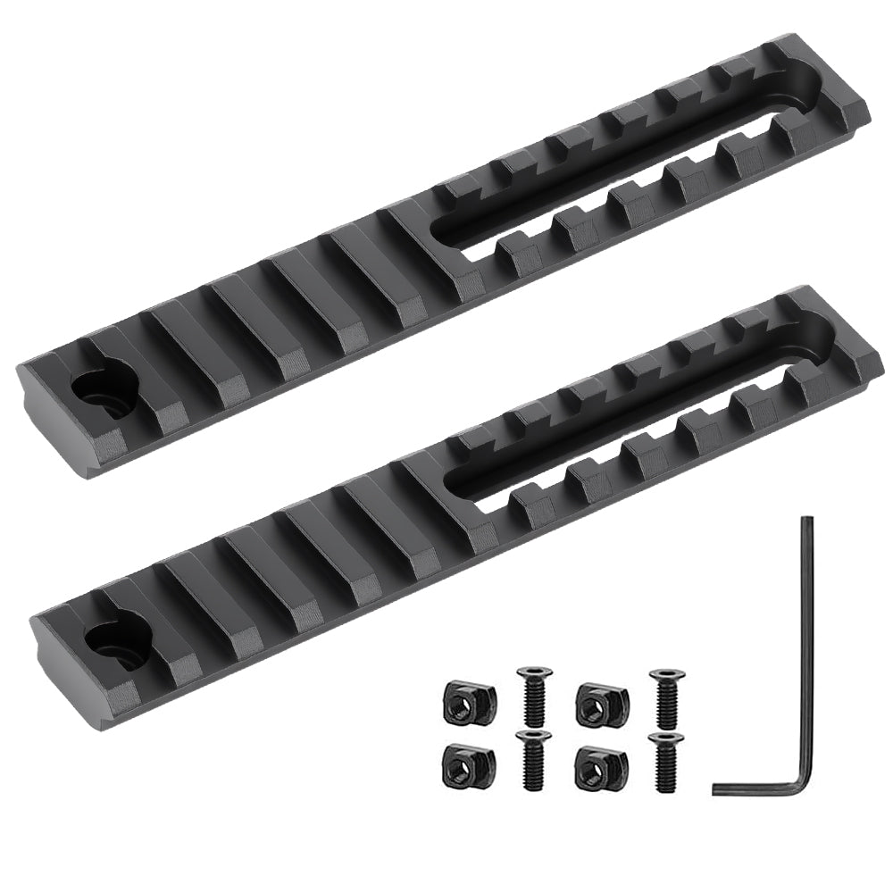5.31 Inch Long 13 Slot Aluminum Adjustable Pitch Slotted Made Picatinny Rail with 2 T-Nuts & Screws 2 Wrench for Mlok Compatible (2-Pack)