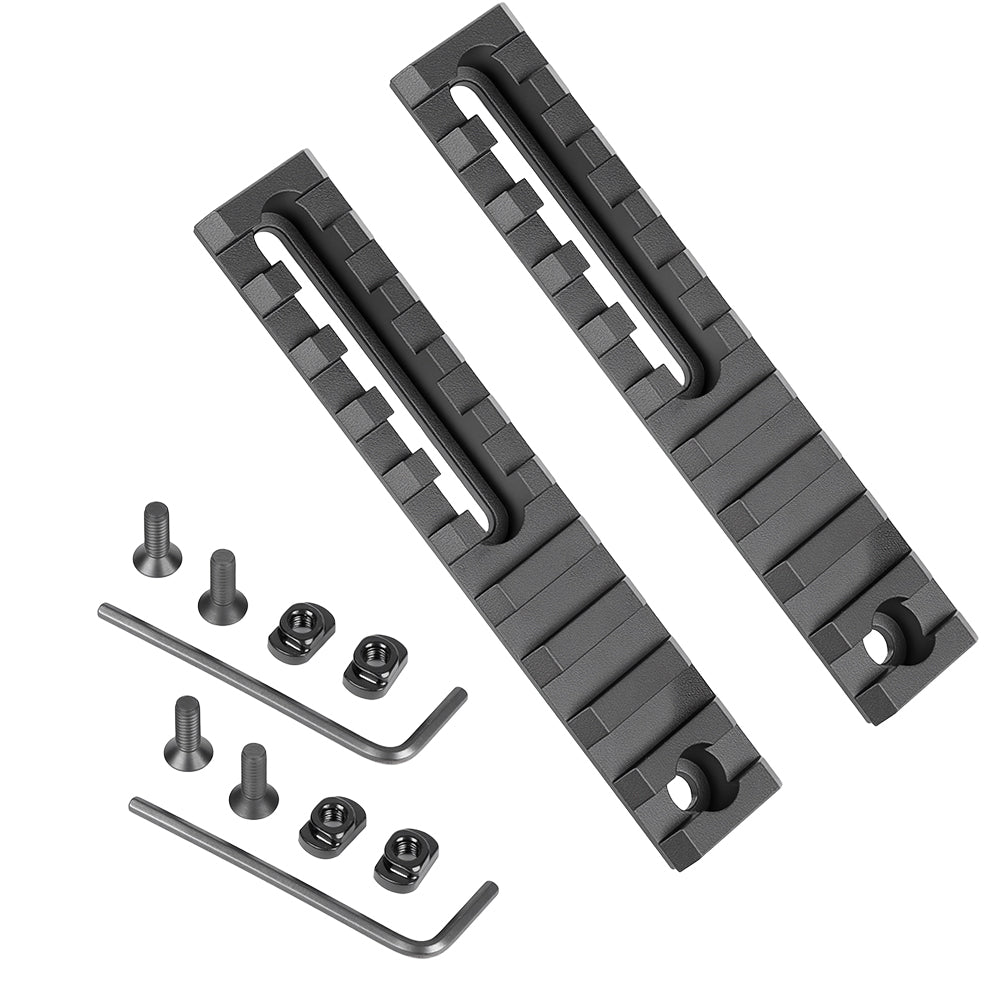 4.13 Inch Long 10 Slot Aluminum Adjustable Pitch Slotted Made Picatinny Rail with 2 T-Nuts & Screws 2 Wrench for Mlok Compatible (2-Pack)