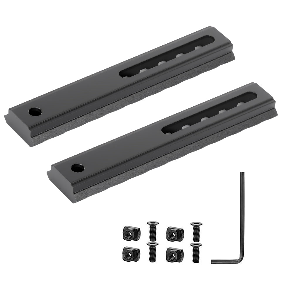 4.13 Inch Long 10 Slot Aluminum Adjustable Pitch Slotted Made Picatinny Rail with 2 T-Nuts & Screws 2 Wrench for Mlok Compatible (2-Pack)