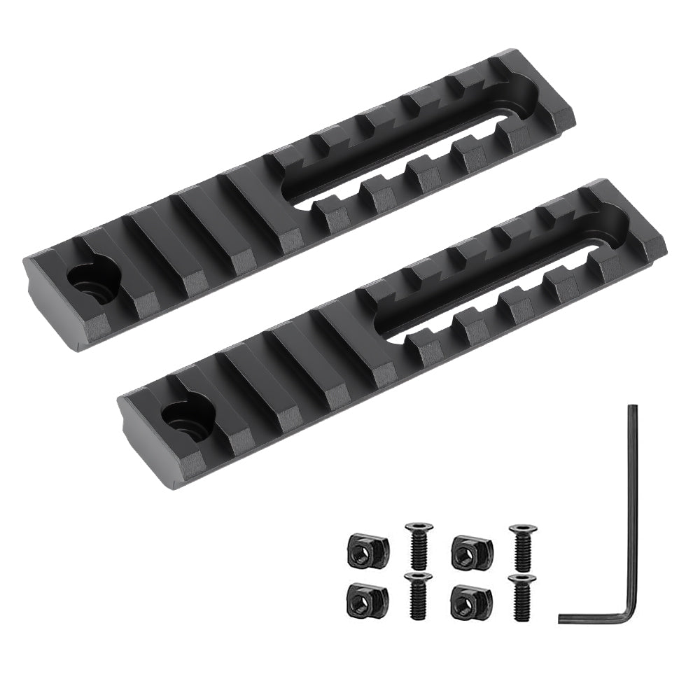 4.13 Inch Long 10 Slot Aluminum Adjustable Pitch Slotted Made Picatinny Rail with 2 T-Nuts & Screws 2 Wrench for Mlok Compatible (2-Pack)