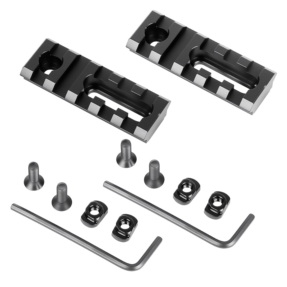 2.16 Inch Long 5 Slot Aluminum Adjustable Pitch Slotted Made Picatinny Rail with 2 T-Nuts & Screws 2 Wrench for Mlok Compatible (2-Pack)