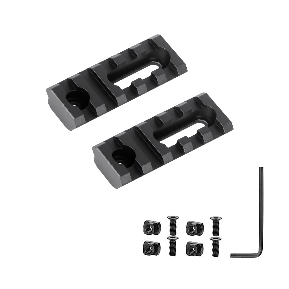2.16 Inch Long 5 Slot Aluminum Adjustable Pitch Slotted Made Picatinny Rail with 2 T-Nuts & Screws 2 Wrench for Mlok Compatible (2-Pack)