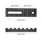 2.95 Inch Long 7 Slot Aluminum Adjustable Pitch Slotted Made Picatinny Rail with 2 T-Nuts & Screws 2 Wrench for Mlok Compatible (2-Pack)