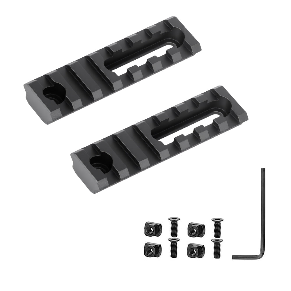 2.95 Inch Long 7 Slot Aluminum Adjustable Pitch Slotted Made Picatinny Rail with 2 T-Nuts & Screws 2 Wrench for Mlok Compatible (2-Pack)