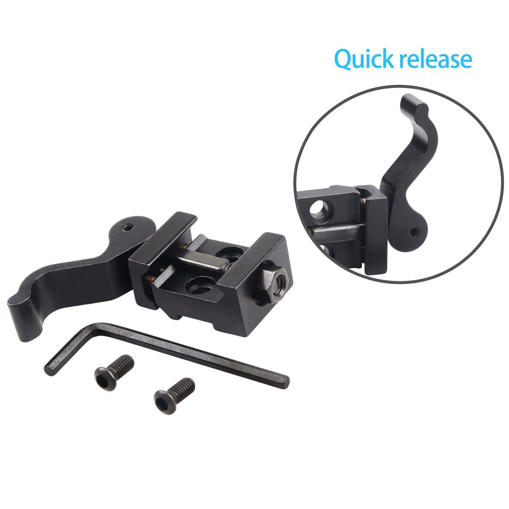 FRSF Quick Release Riser Mount, Aluminum, Black, 21mm Picatinny/Weaver Rail, Right Angle Adapter Base with Fast Detach Lever Lock
