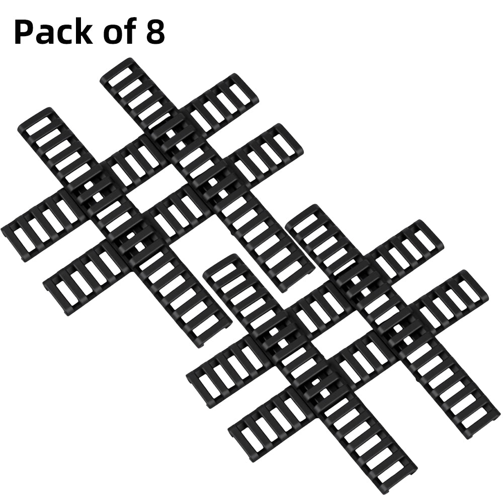 Picatinny Rail Covers 18-Slot – 8PCS Trapezoidal Polymer Anti-Slip Rail Protector Panels (Black / Tan / Green)