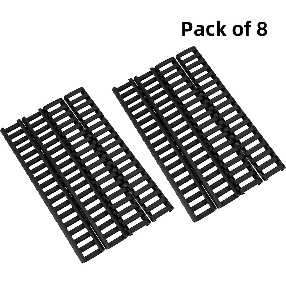 Picatinny Rail Covers 18-Slot – 8PCS Trapezoidal Polymer Anti-Slip Rail Protector Panels (Black / Tan / Green)