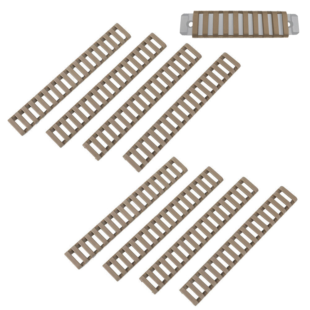 Picatinny Rail Covers 18-Slot – 8PCS Trapezoidal Polymer Anti-Slip Rail Protector Panels (Black / Tan / Green)