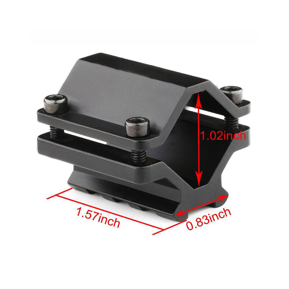 Universal Barrel Mount with Single Picatinny Weaver Rail 3 Slot Diameter 20mm to 28mm for Flashlight