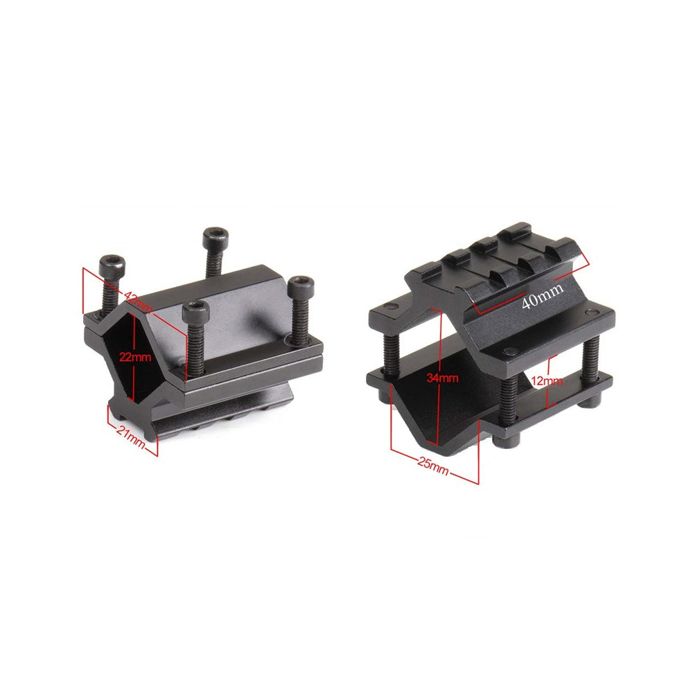 Universal Barrel Mount with Single Picatinny Weaver Rail 3 Slot Diameter 20mm to 28mm for Flashlight