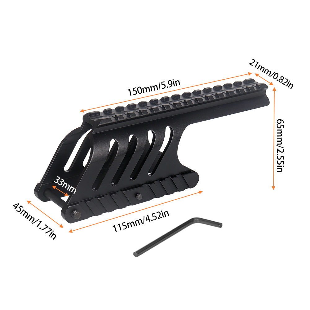 Shotgun Saddle Mount Scope Base for Remington 870 & 870 DM 12 Gauge Pump, Lightweight Skeleton Sidewall Weight Reduced Picatinny Rail Optic Saddle Mount