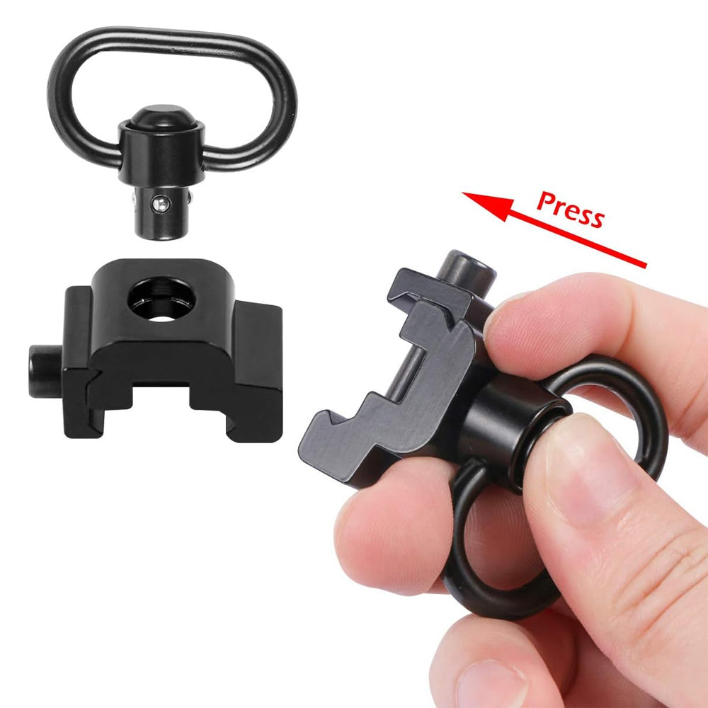 QD Sling Swivel Mount Push Button 1-1/4" 20mm Weaver or Picatinny Rail Mounted Quick Release Sling Ring Set Adapter Hunting